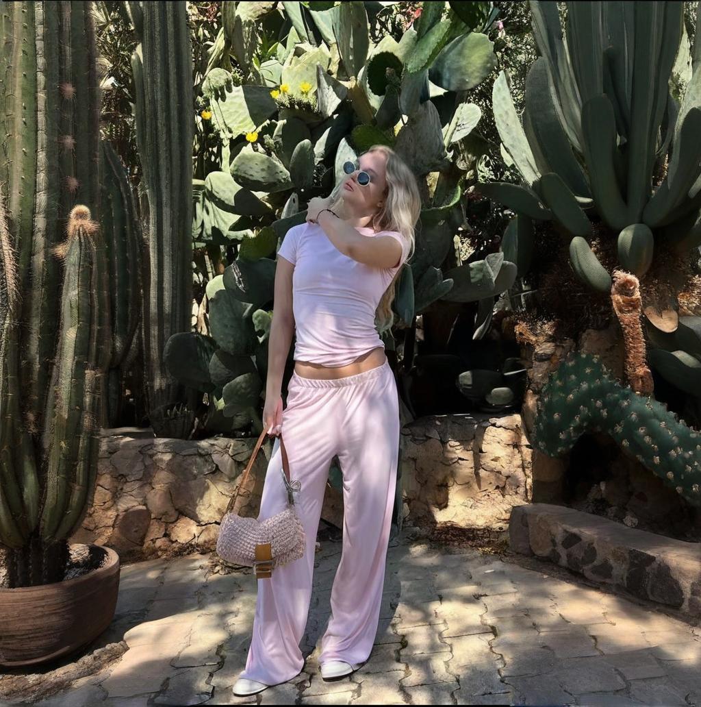 Style à la mode Col rond Couleur unie Pantalon à jambes larges Élégant Ensemble