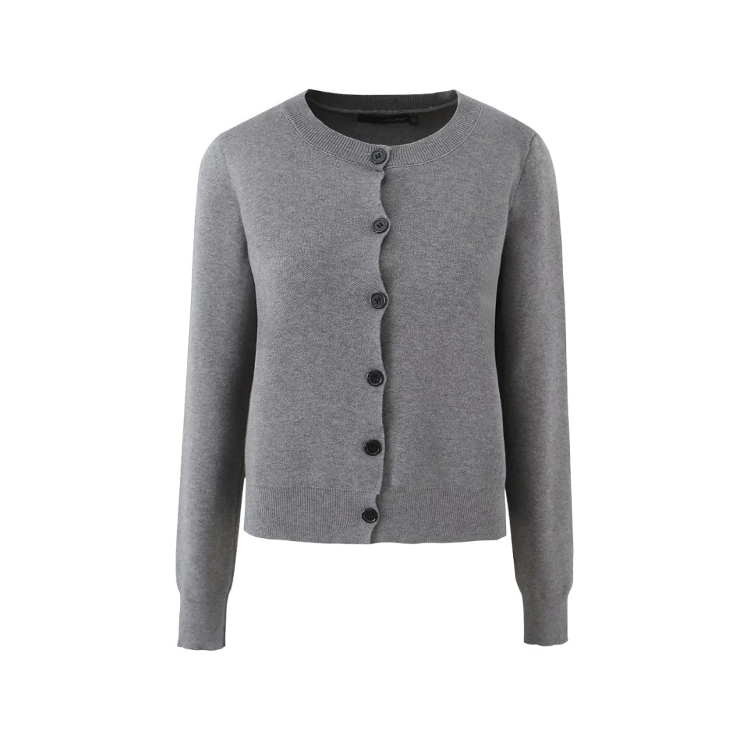 Knitted Long Sleeve Cardigan Women's Round Neck Sleeveless Vest Elastic Waist Drawstring Anti-See-Through Skirt 3-Piece Set