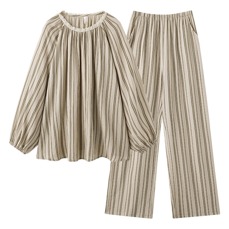 Vêtements de nuit pour couple nouvel article d'automne Le fil de coton de style Wabi Sabi peut être porté à l'extérieur des vêtements de maison pour hommes et femmes