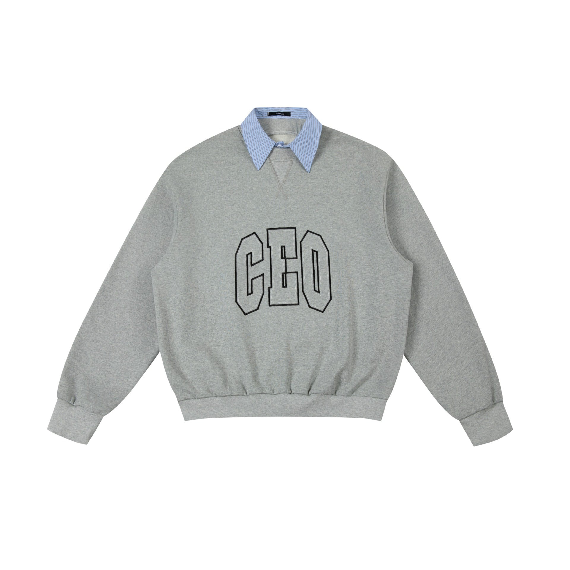 False Two-Piece Collage Shirt Collar Design Loose Unisex Hoodie