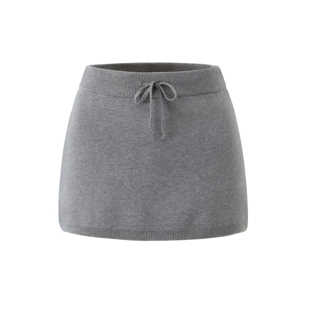 Knitted Long Sleeve Cardigan Women's Round Neck Sleeveless Vest Elastic Waist Drawstring Anti-See-Through Skirt 3-Piece Set