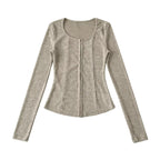 Haut en tricot à manches longues noué à col carré et ensemble jupe moulante ajustée pour femmes