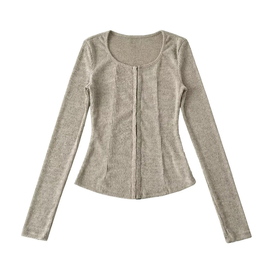 Square Neck Knotted Long Sleeve Knit Top and Fitted Bodycon Skirt Set for Women