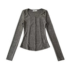 Haut en tricot à manches longues noué à col carré et ensemble jupe moulante ajustée pour femmes