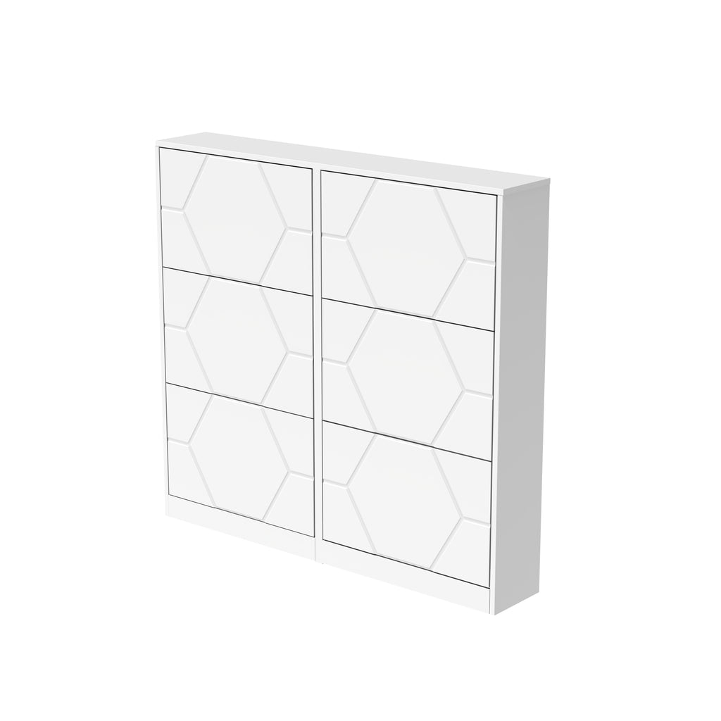 Armoire à chaussures d’entrée, organisateur de chaussures à 6 niveaux avec panneaux sculptés, armoire à chaussures verticale de meubles pour l’entrée de la porte d’entrée