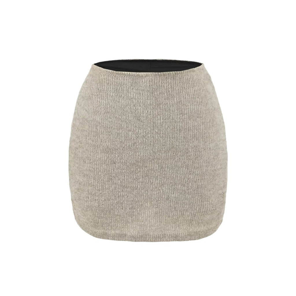 Square Neck Knotted Long Sleeve Knit Top and Fitted Bodycon Skirt Set for Women