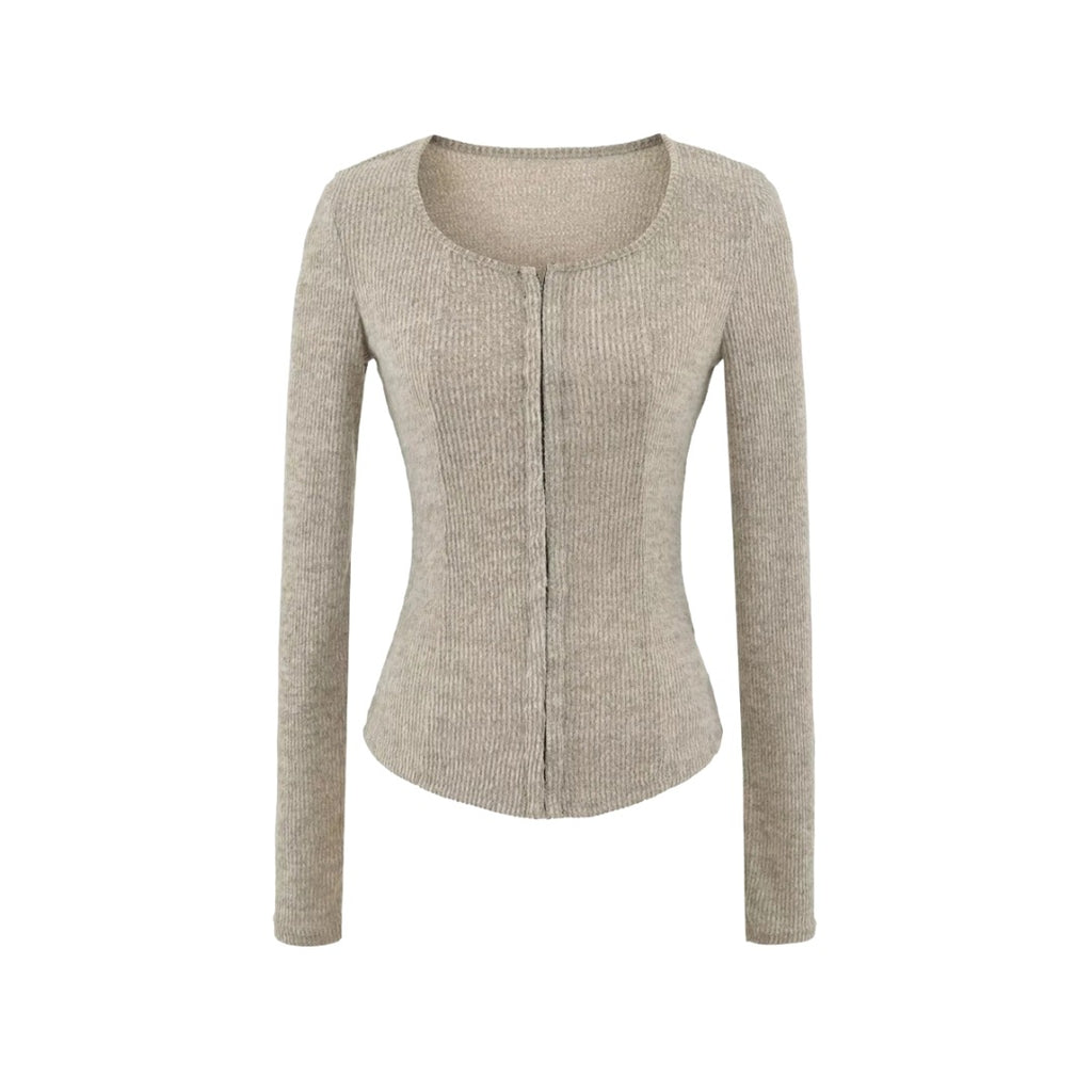 Square Neck Knotted Long Sleeve Knit Top and Fitted Bodycon Skirt Set for Women