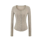 Haut en tricot à manches longues noué à col carré et ensemble jupe moulante ajustée pour femmes