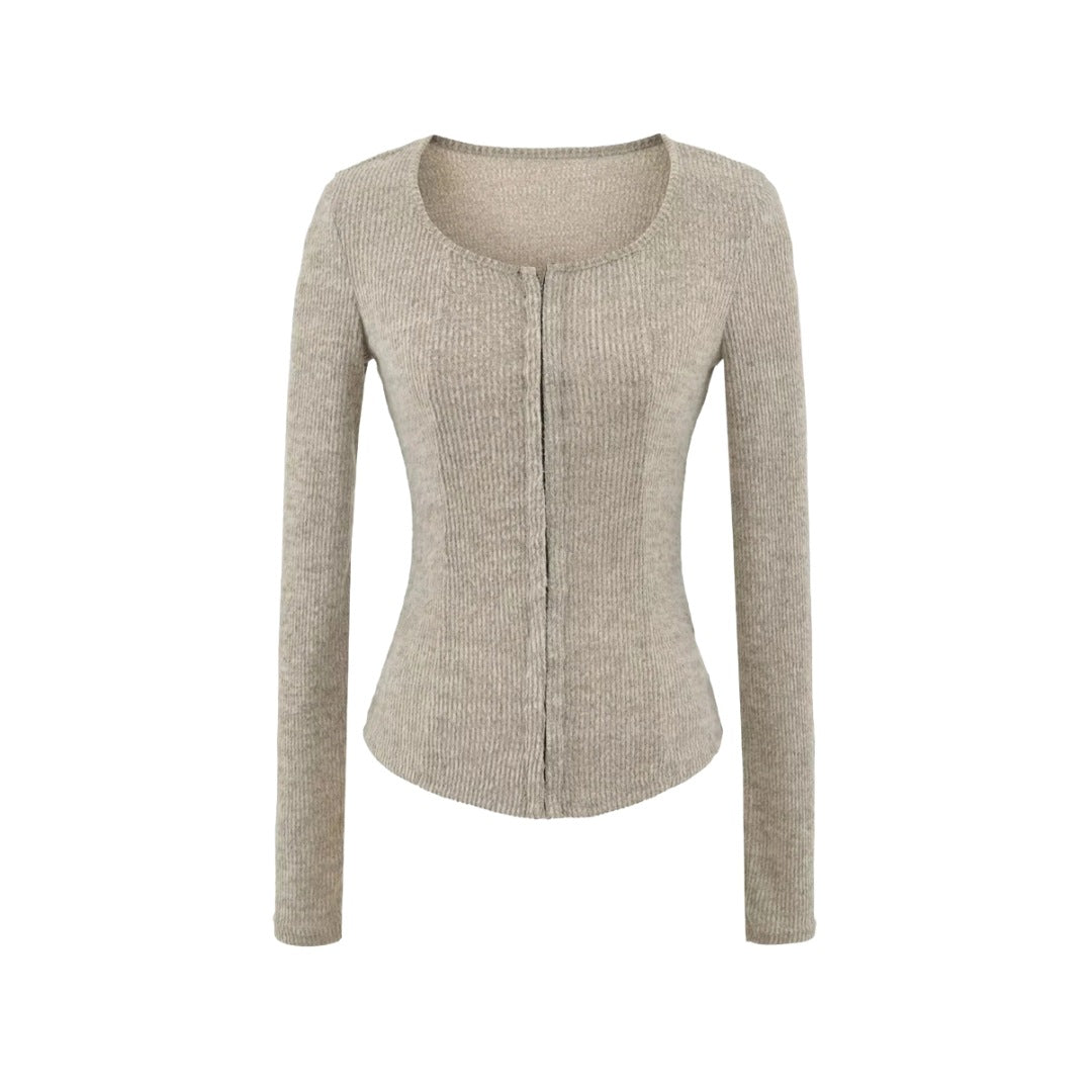 Square Neck Knotted Long Sleeve Knit Top and Fitted Bodycon Skirt Set for Women