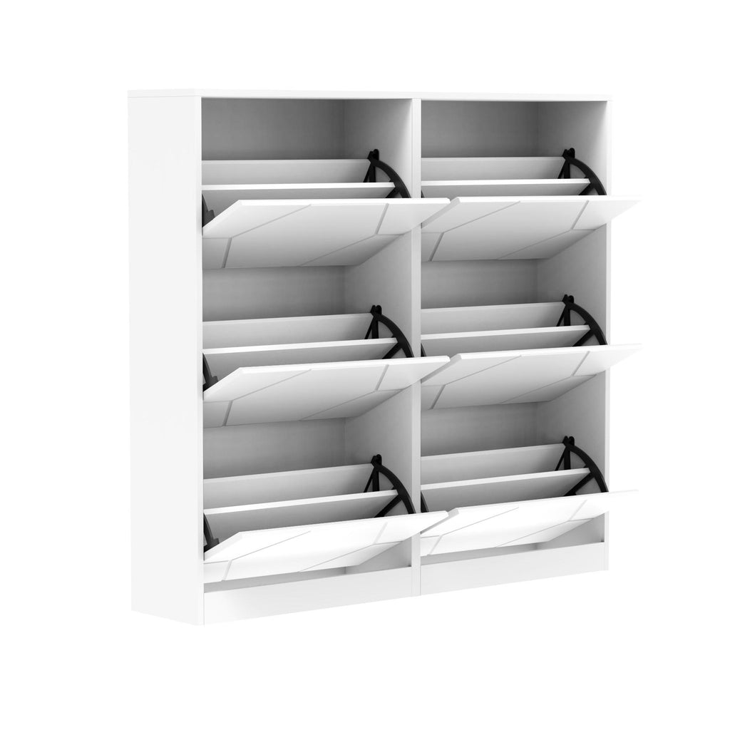 Armoire à chaussures d’entrée, organisateur de chaussures à 6 niveaux avec panneaux sculptés, armoire à chaussures verticale de meubles pour l’entrée de la porte d’entrée