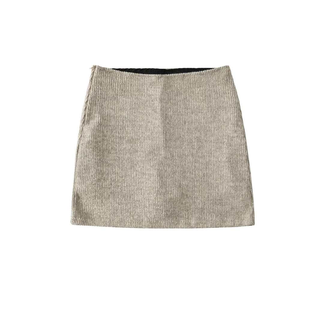 Square Neck Knotted Long Sleeve Knit Top and Fitted Bodycon Skirt Set for Women