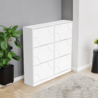 Armoire à chaussures d’entrée, organisateur de chaussures à 6 niveaux avec panneaux sculptés, armoire à chaussures verticale de meubles pour l’entrée de la porte d’entrée