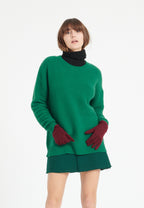 Pull col rond cachemire 4 fils vert émeraude femme - LILLY 30