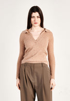 Polo manches longues cachemire camel femme - HANA 11
