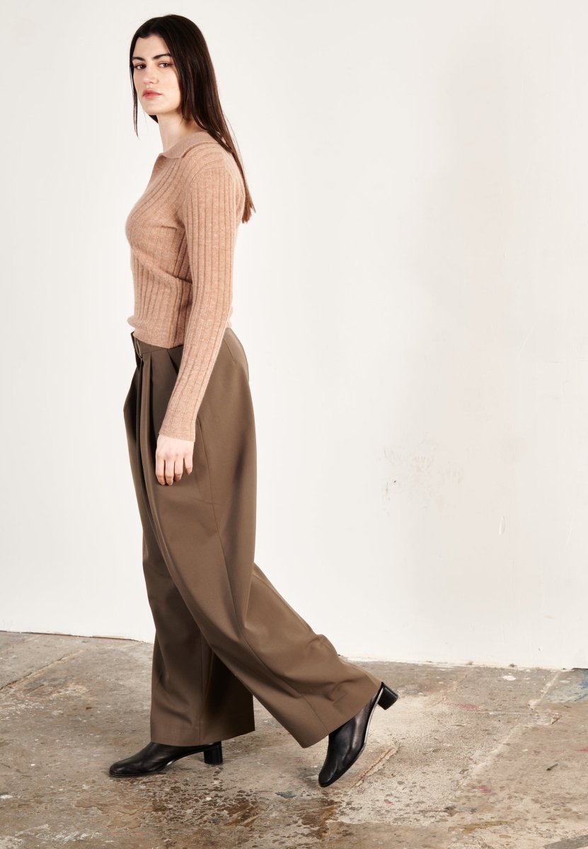 Polo manches longues cachemire camel femme - HANA 11