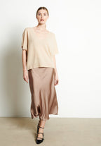 Pull col V cachemire beige femme - RIA 25