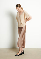 Pull col V cachemire beige femme - RIA 25