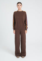 Pull col rond cachemire marron/moutarde/violet/blanc écru femme - ZAYA 19